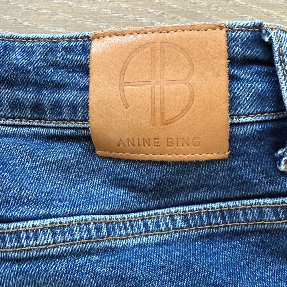 Anine Bing Slim Straight Jeans Size 28 Dark Wash Stretch Denim Women - Picture 8 of 9